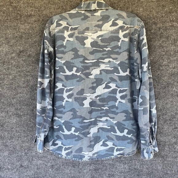 Shirt Jacket Mens XLarge Blue Camo Denim Shacket Snap Button Casual Utility - Picture 4 of 10